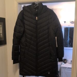 Spyder Black Hooded Puffer Coat